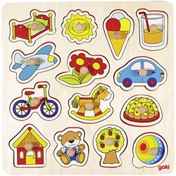 Goki wooden shape puzzle peg puzzle 14 pieces educational toy kids