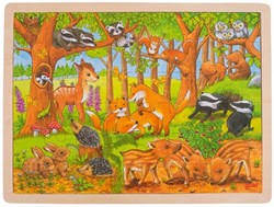 Goki wooden puzzle - forest animals 48 pieces educational toy