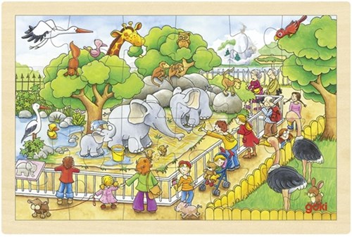 Goki wooden zoo puzzle - jigsaw 24 pieces FSC wood
