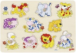 Goki wooden animal puzzle baby - educational toy animals