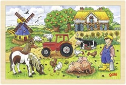 Goki wooden farm puzzle - educational toy 24 pieces for kids
