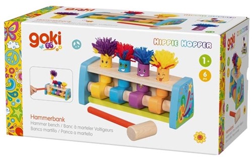 Goki wooden hammer bench Hippie Hopper colorful toy with jumping figures-2