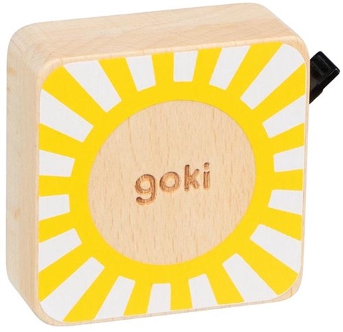 Goki wooden tape measure yellow toy - tape measure for children-2