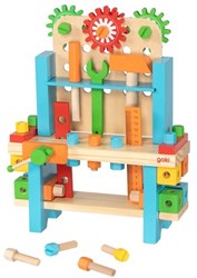 Goki wooden workbench toy - My First Workbench 57-piece set