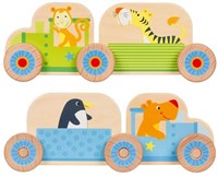 Goki train building set - colorful wooden toy train for kids