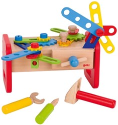 Goki wooden workbench toy with tools for children aged 3+