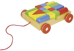 Goki Pull-along wagon - Wooden building blocks 18 pieces, FSC certified