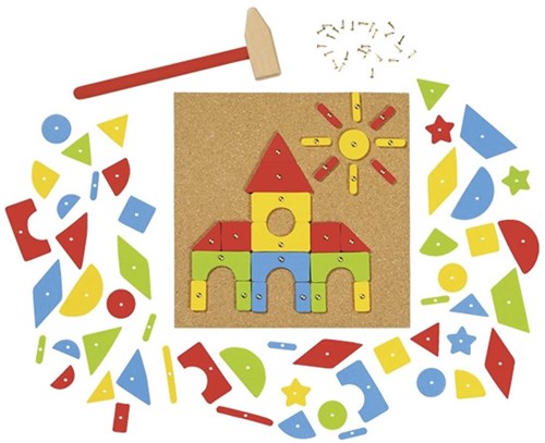 Goki hammer and nail construction set - wooden hammer game 118 pieces