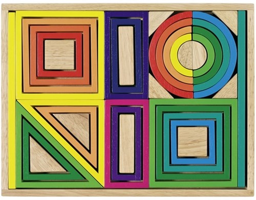 Goki wooden building blocks toy rainbow 38-piece FSC-2