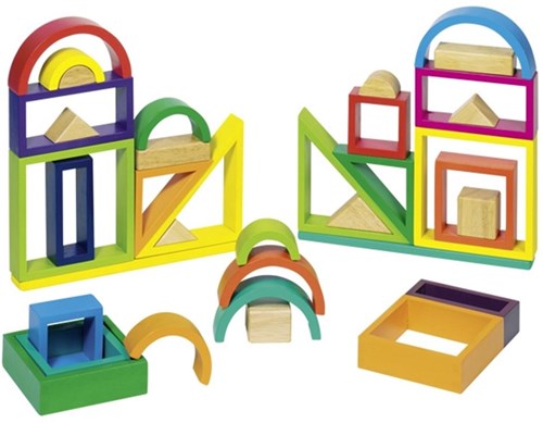 Goki wooden building blocks toy rainbow 38-piece FSC
