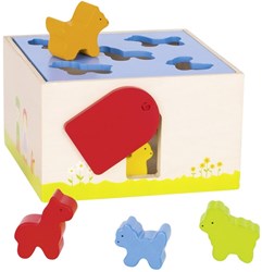 Goki wooden shape sorter farm animals educational toy