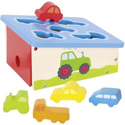 Goki wooden shape sorter vehicles toy - educational