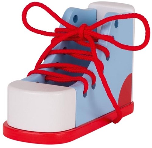 Goki learn to tie laces wooden shoe educational toy