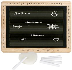 Goki chalkboard with wooden frame and letters and numbers, 30x22 cm