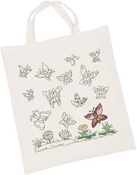 Goki cotton bag - butterfly print to color yourself - creative linen tote