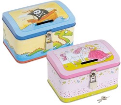 Goki money box - pirate and princess metal kids piggy bank