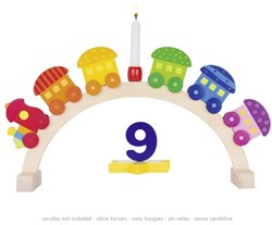 Goki wooden birthday train candle holder with 5 wagons and numbers