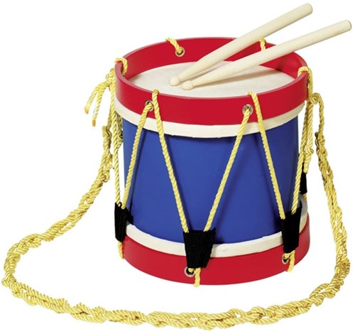 Goki wooden drum musical toy with sticks - blue red