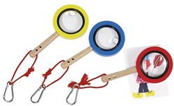 Goki wooden magnifying glass with carabiner - kids explorer toy