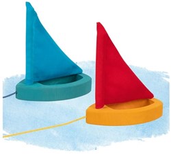 Goki wooden sailboat toy - colorful bath toy for children
