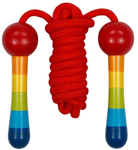 Goki wooden skipping rope rainbow - adjustable kids toy 200cm