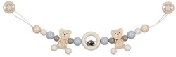 Goki wooden pram chain bear with clips - FSC baby toy