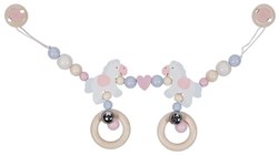 Goki wooden pram chain horses with clips - baby toy