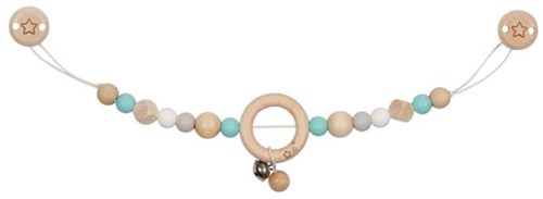 Goki wooden pram chain star with clips - baby toy