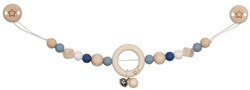 Goki wooden pram chain star blue with clips - baby toy