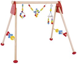 Goki wooden baby gym rainbow - adjustable play arch for babies