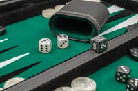 Philos Backgammon game black green medium faux leather classic board game-2