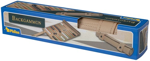 Philos Backgammon travel case roll-up game board faux leather game-3
