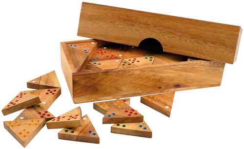 Philos wooden triangle domino game in luxury storage box - board game-2