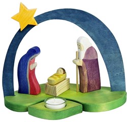 Ostheimer wooden nativity scene with tealight Christmas decoration