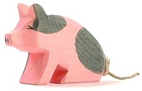 Ostheimer piglet spotted hand-carved wooden farm animal toy