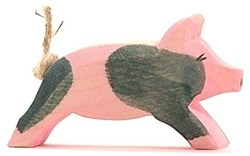 Ostheimer wooden play figure running spotted pig farm animal