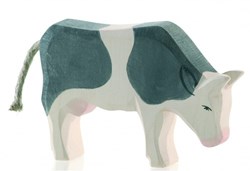 Ostheimer cow black spotted wooden play figure eating farm