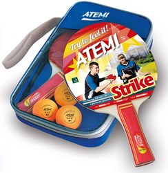 Atemi table tennis set Strike 2 bats with 3-star balls in luxury case