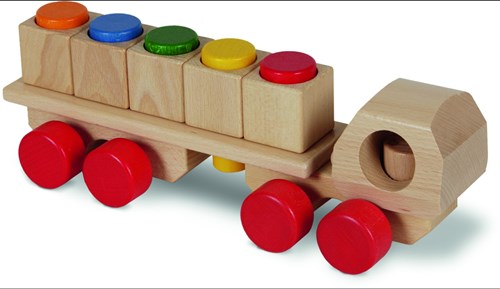 nic wooden truck with building blocks - educational toy 30 cm