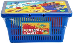 KiddyGo toy shopping basket filled blue with fruit and drinks