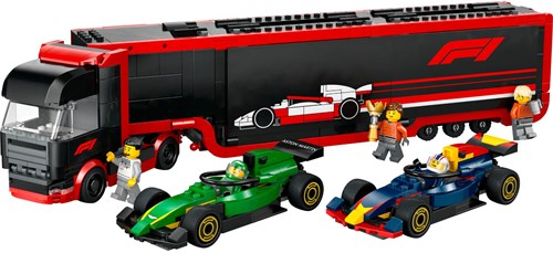 LEGO City F1 truck building set with RB20 and AMR24 race cars - Formula 1 toy-2