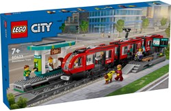 LEGO City toy tram and station building set 60423 - tram toy