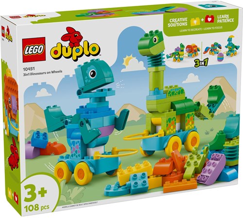 LEGO DUPLO 3-in-1 Dinosaurs on Wheels building set - educational toy