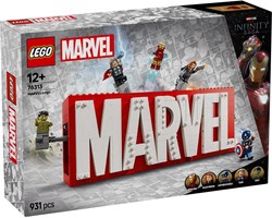 LEGO Marvel building set Marvel logo and Avengers minifigures 76313