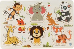 Wooden peg puzzle shape puzzle FSC wood 6 pieces multicolour kids