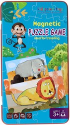 Magnetic travel game animal puzzle in tin - educational toy