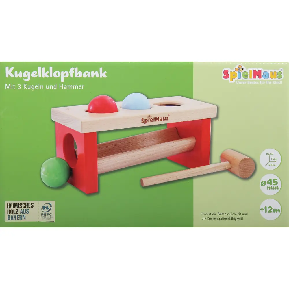 Vedes wooden pounding bench educational toy 24x11x10cm colorful