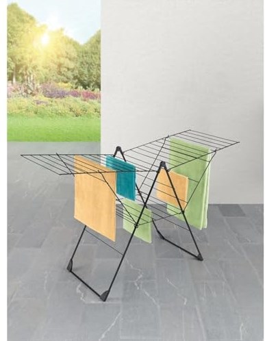 Metaltex drying rack Vento black 30 meters adjustable 110x177x66 cm-2