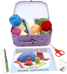 Buttonbag crochet suitcase kit - creative craft set for kids