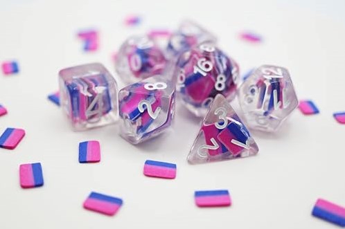 Foam Brain Games dice Bisexual Flag RPG set - colorful tabletop fun-2